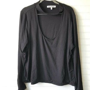 Good American Scoop Neck Long sleeve black top